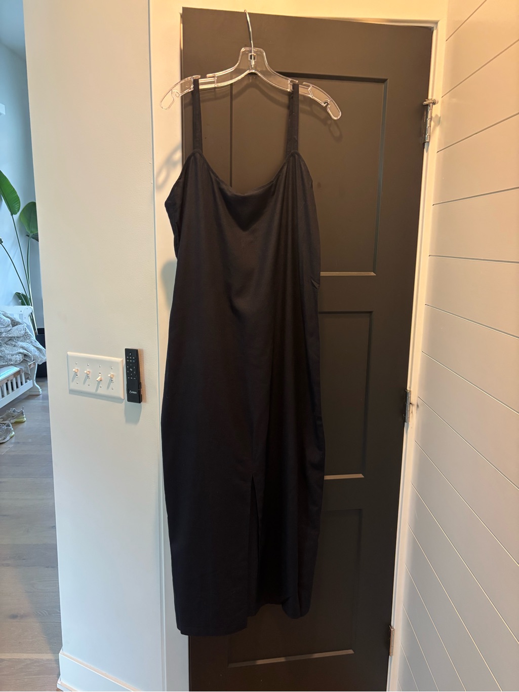 Na Nin Carolyn Raw Silk Slip Dress Black X-Large Nwt Slit Midi Maxi Adjustable — image 4 of 8